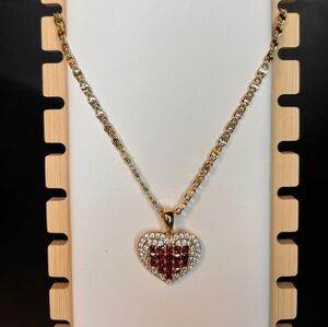 Gold Filled and Red Heart Pendant Necklace